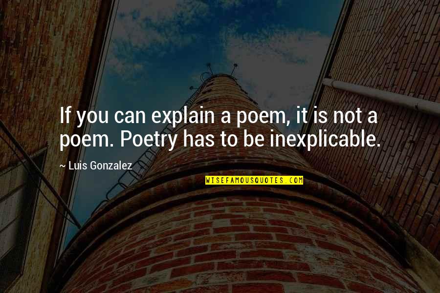Fugeri Quotes By Luis Gonzalez: If you can explain a poem, it is