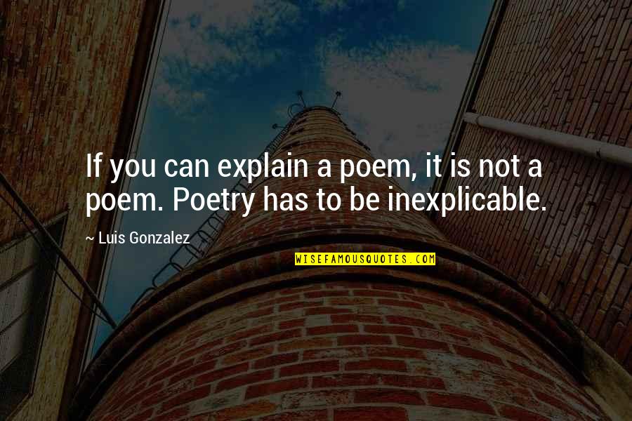 Fugeri Quotes By Luis Gonzalez: If you can explain a poem, it is