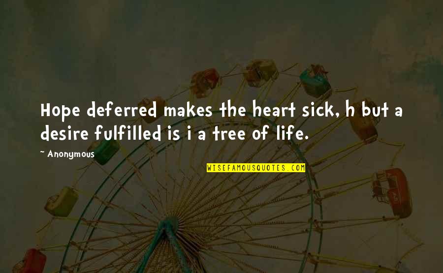 Fulfilled Life Quotes By Anonymous: Hope deferred makes the heart sick, h but