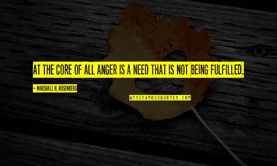 Fulfilled Quotes By Marshall B. Rosenberg: At the core of all anger is a