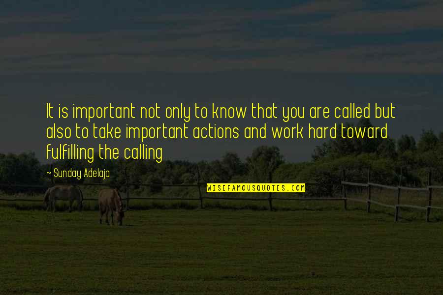 Fulfilling Work Quotes By Sunday Adelaja: It is important not only to know that