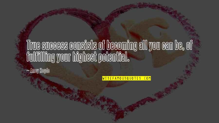 Fulfilling Your Potential Quotes By Amey Hegde: True success consists of becoming all you can Fulfilling Your Potential Quotes By Amey Hegde: True success consists of becoming all you can