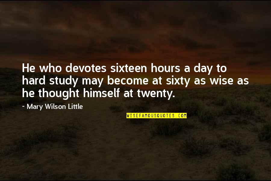 Fulfillingfilling Quotes By Mary Wilson Little: He who devotes sixteen hours a day to