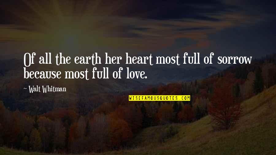 Full Heart Quotes By Walt Whitman: Of all the earth her heart most full
