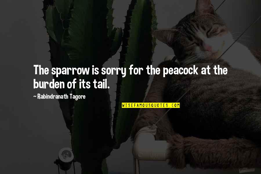 Full Heart Touching Quotes By Rabindranath Tagore: The sparrow is sorry for the peacock at Full Heart Touching Quotes By Rabindranath Tagore: The sparrow is sorry for the peacock at