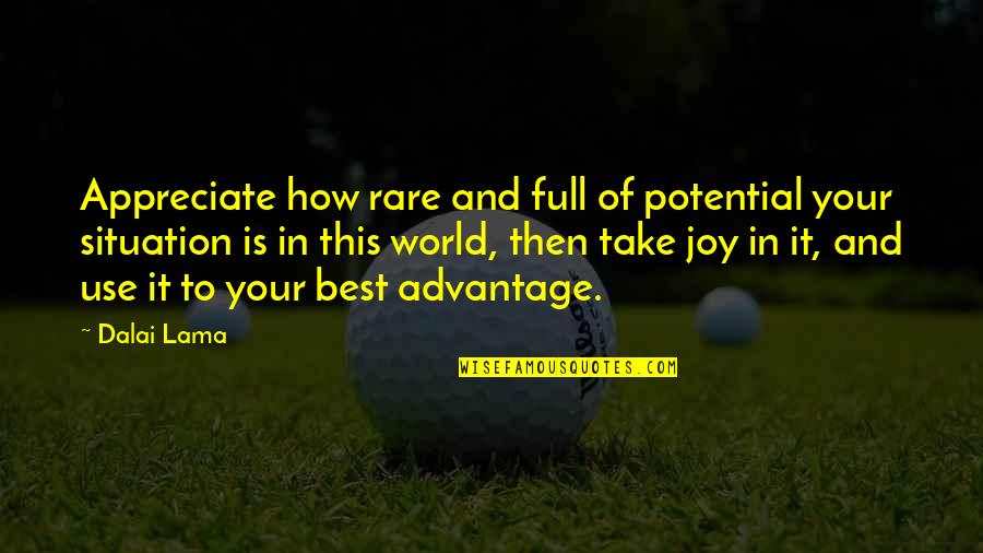 Full Of Joy Quotes By Dalai Lama: Appreciate how rare and full of potential your