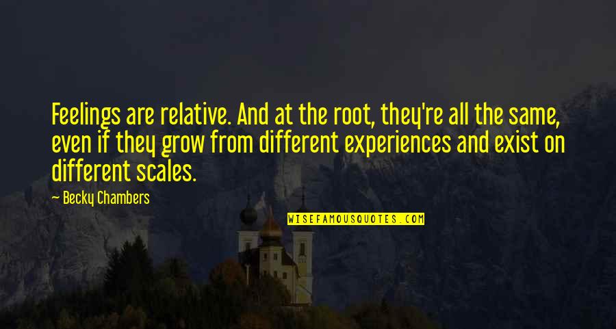 Full Of Tension Quotes By Becky Chambers: Feelings are relative. And at the root, they're