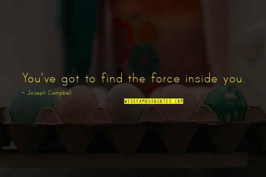 Full Romantic Quotes By Joseph Campbell: You've got to find the force inside you.
