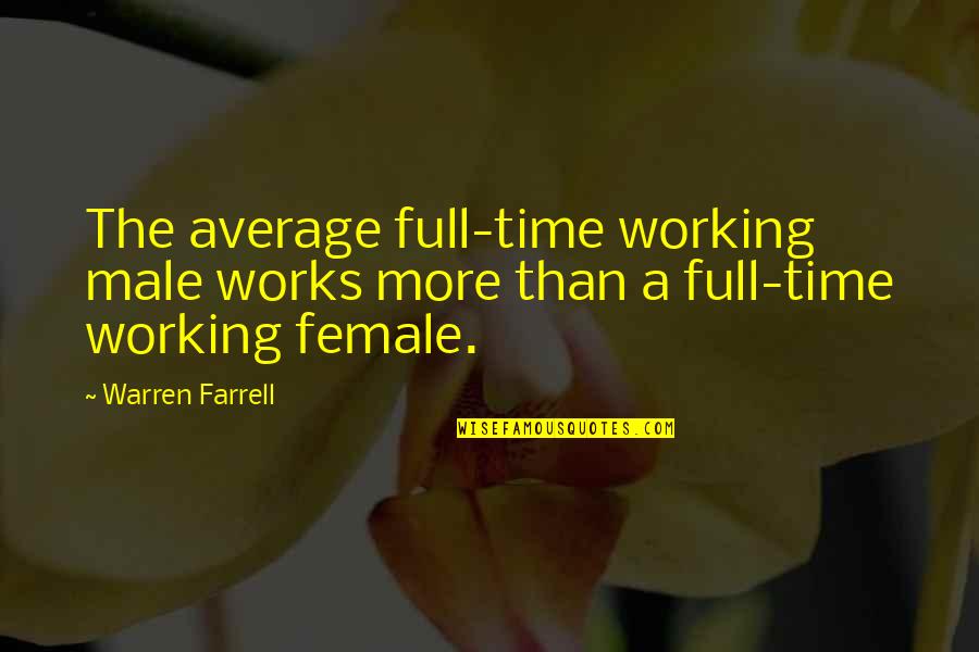 Full Time Quotes By Warren Farrell: The average full-time working male works more than
