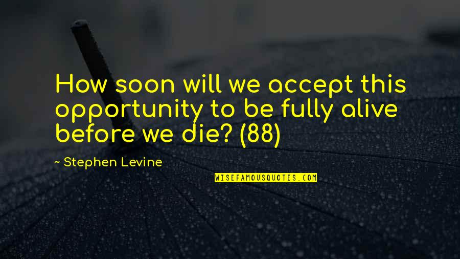 Fully Alive Quotes By Stephen Levine: How soon will we accept this opportunity to