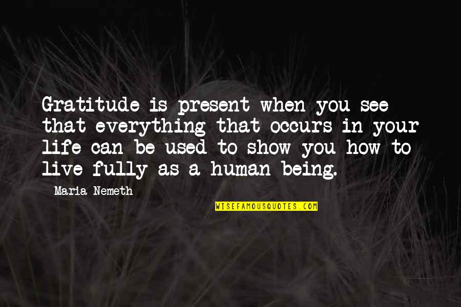 Fully Present Quotes By Maria Nemeth: Gratitude is present when you see that everything