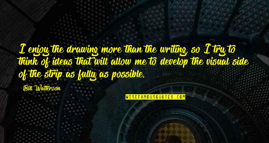 Fully Quotes By Bill Watterson: I enjoy the drawing more than the writing,