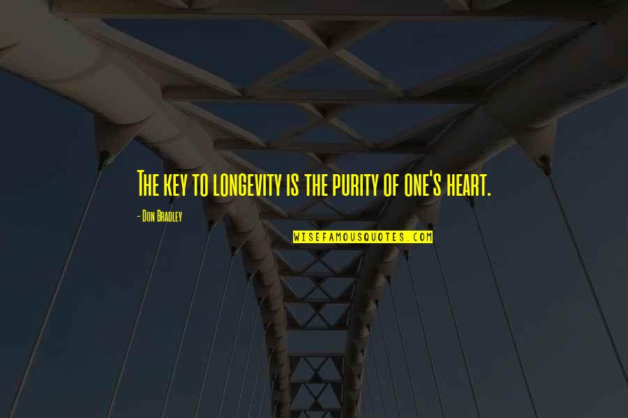 Fulton Buntain Quotes By Don Bradley: The key to longevity is the purity of Fulton Buntain Quotes By Don Bradley: The key to longevity is the purity of
