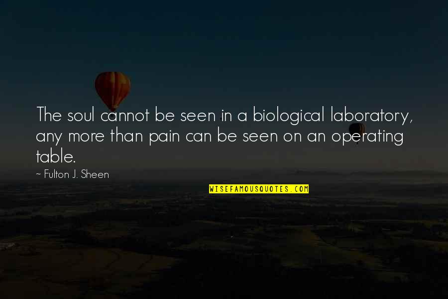 Fulton Sheen Quotes By Fulton J. Sheen: The soul cannot be seen in a biological Fulton Sheen Quotes By Fulton J. Sheen: The soul cannot be seen in a biological
