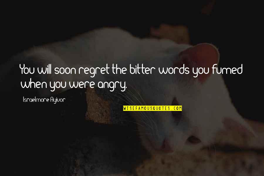 Fumed Quotes By Israelmore Ayivor: You will soon regret the bitter words you