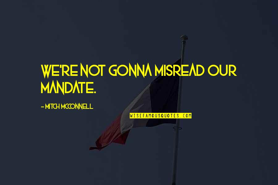 Fun Activity At Work Quotes By Mitch McConnell: We're not gonna misread our mandate.