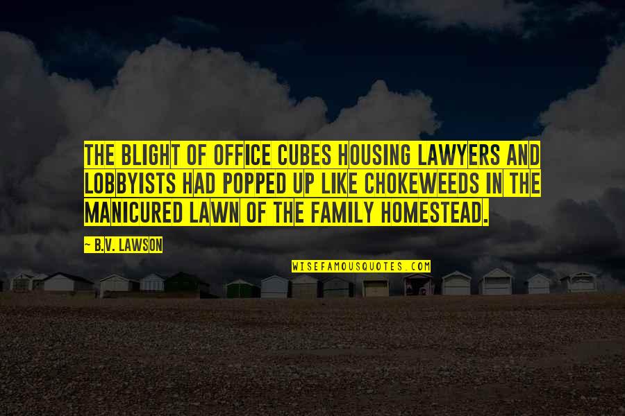 Fun Events Quotes By B.V. Lawson: The blight of office cubes housing lawyers and