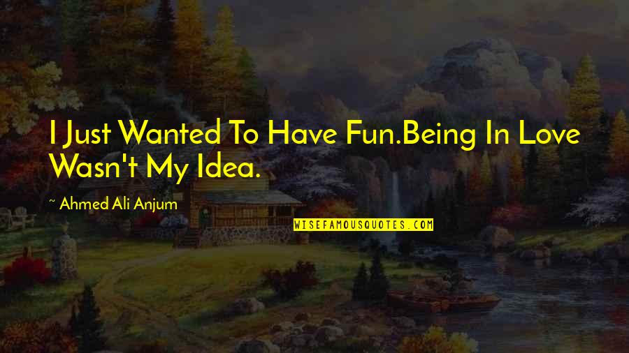 Fun Experience Quotes By Ahmed Ali Anjum: I Just Wanted To Have Fun.Being In Love