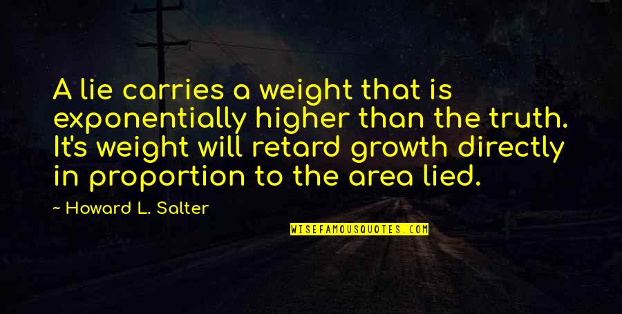Fun Frolic Quotes By Howard L. Salter: A lie carries a weight that is exponentially