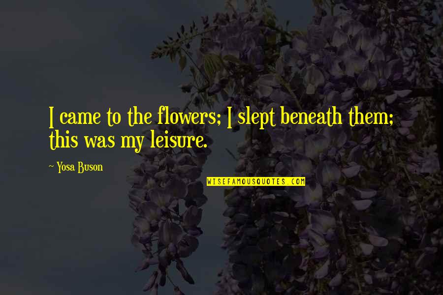 Fun Junk Quotes By Yosa Buson: I came to the flowers; I slept beneath