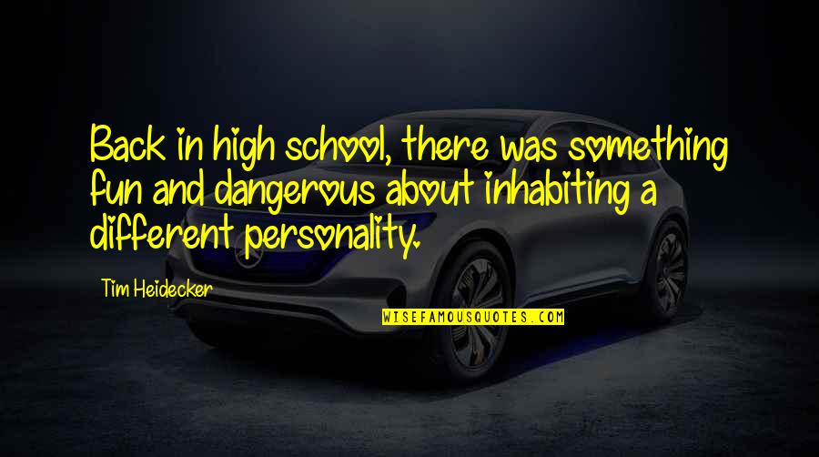 Fun Personality Quotes By Tim Heidecker: Back in high school, there was something fun