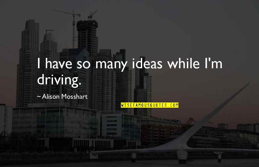 Fun Photoshoot Quotes By Alison Mosshart: I have so many ideas while I'm driving.