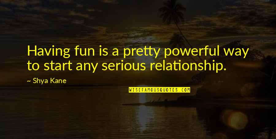 Fun Relationships Quotes By Shya Kane: Having fun is a pretty powerful way to