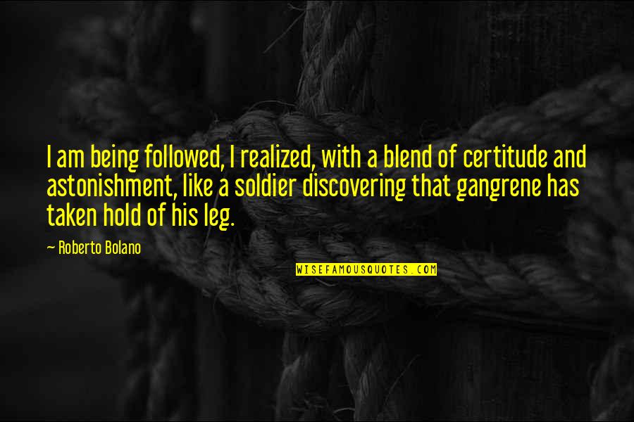 Fun Sayings And Quotes By Roberto Bolano: I am being followed, I realized, with a