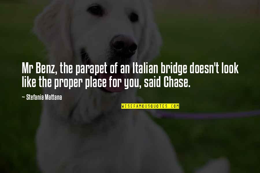 Fun Sayings And Quotes By Stefania Mattana: Mr Benz, the parapet of an Italian bridge