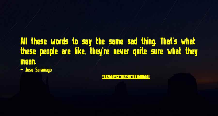 Fun Sundays Quotes By Jose Saramago: All these words to say the same sad