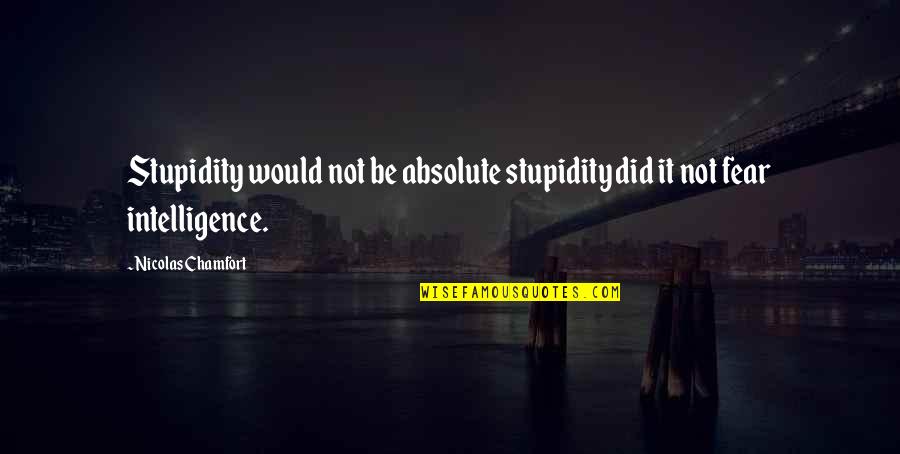 Function And Relation Quotes By Nicolas Chamfort: Stupidity would not be absolute stupidity did it