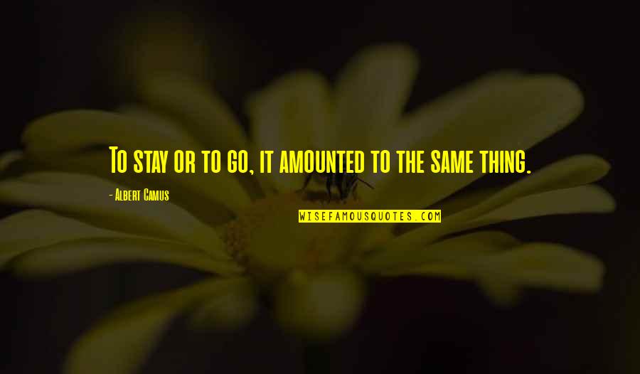 Function Of Language Quotes By Albert Camus: To stay or to go, it amounted to