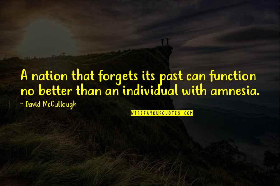 Function Quotes By David McCullough: A nation that forgets its past can function