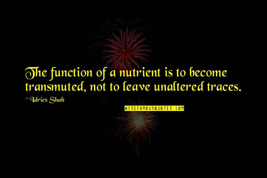 Function Quotes By Idries Shah: The function of a nutrient is to become