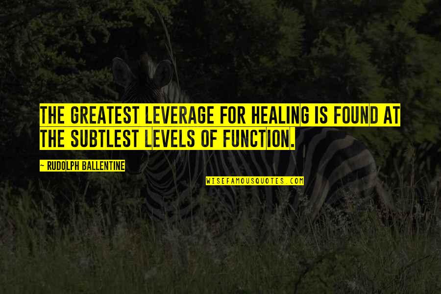 Function Quotes By Rudolph Ballentine: The greatest leverage for healing is found at