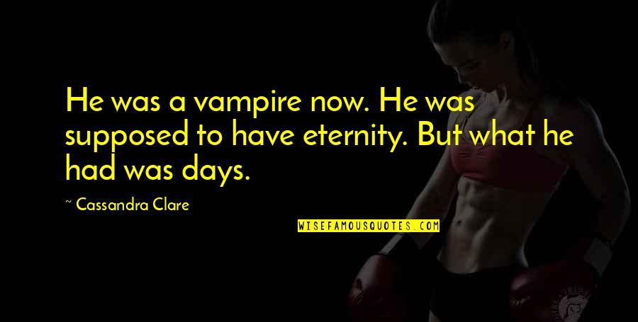 Functionaries Means Quotes By Cassandra Clare: He was a vampire now. He was supposed