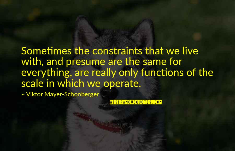 Functions Quotes By Viktor Mayer-Schonberger: Sometimes the constraints that we live with, and