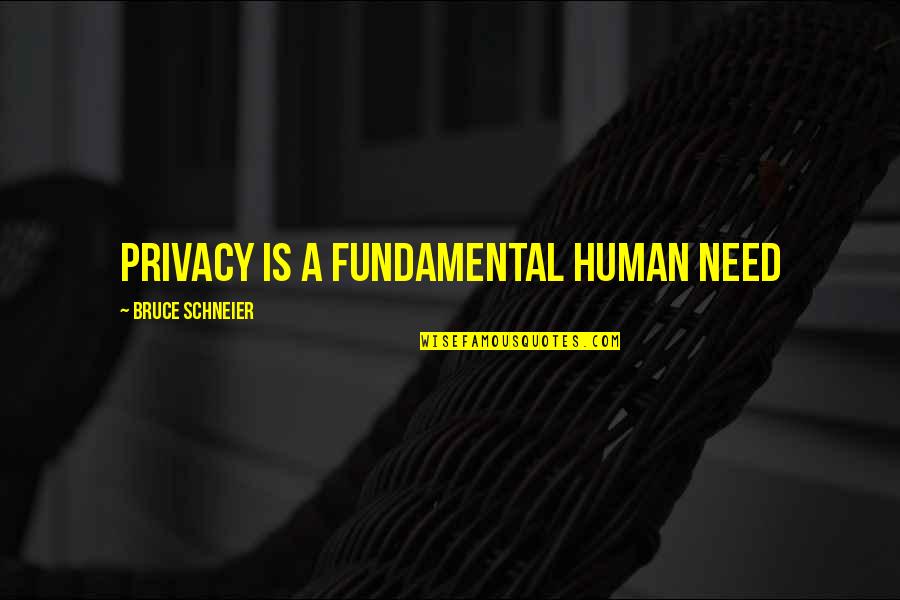 Fundamental Needs Quotes By Bruce Schneier: Privacy is a fundamental human need Fundamental Needs Quotes By Bruce Schneier: Privacy is a fundamental human need