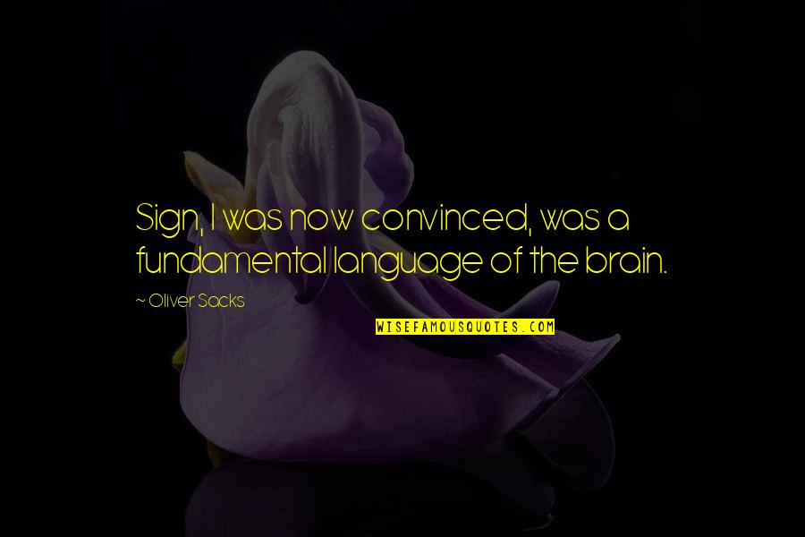 Fundamental Quotes By Oliver Sacks: Sign, I was now convinced, was a fundamental