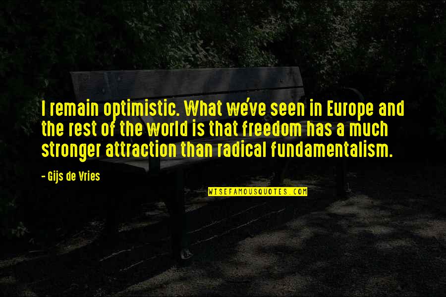 Fundamentalism Quotes By Gijs De Vries: I remain optimistic. What we've seen in Europe