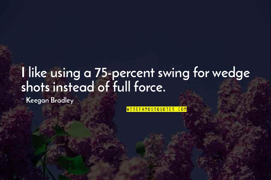 Fundatia Dan Quotes By Keegan Bradley: I like using a 75-percent swing for wedge
