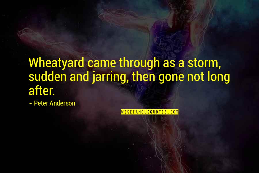 Funerales Vazquez Quotes By Peter Anderson: Wheatyard came through as a storm, sudden and