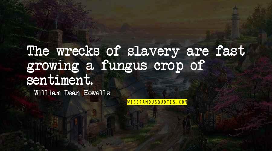 Fungus Quotes By William Dean Howells: The wrecks of slavery are fast growing a Fungus Quotes By William Dean Howells: The wrecks of slavery are fast growing a