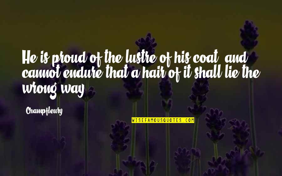 Funmi Awelewa Quotes By Champfleury: He is proud of the lustre of his Funmi Awelewa Quotes By Champfleury: He is proud of the lustre of his
