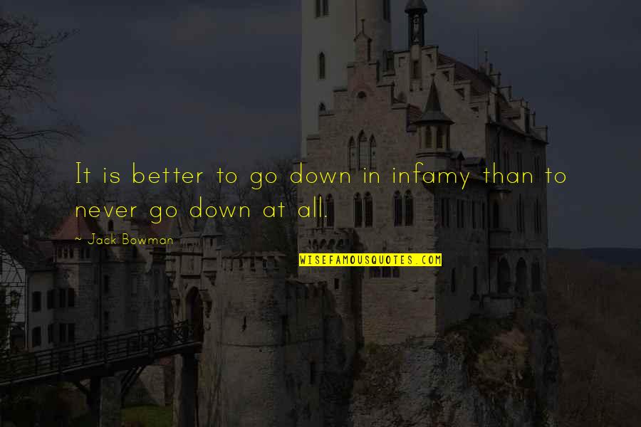 Funniest Mormon Quotes By Jack Bowman: It is better to go down in infamy