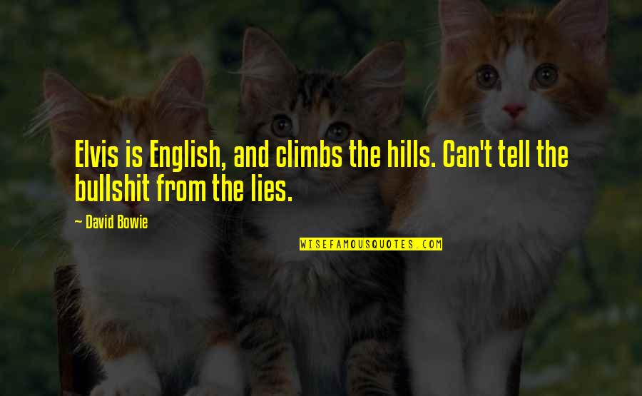 Funny 1 Sentence Quotes By David Bowie: Elvis is English, and climbs the hills. Can't