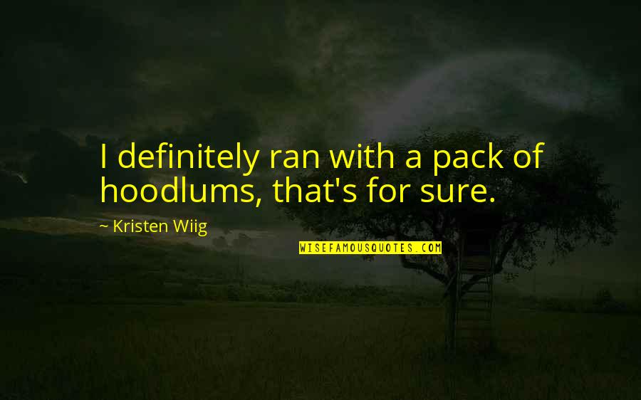 Funny 49er Quotes By Kristen Wiig: I definitely ran with a pack of hoodlums,