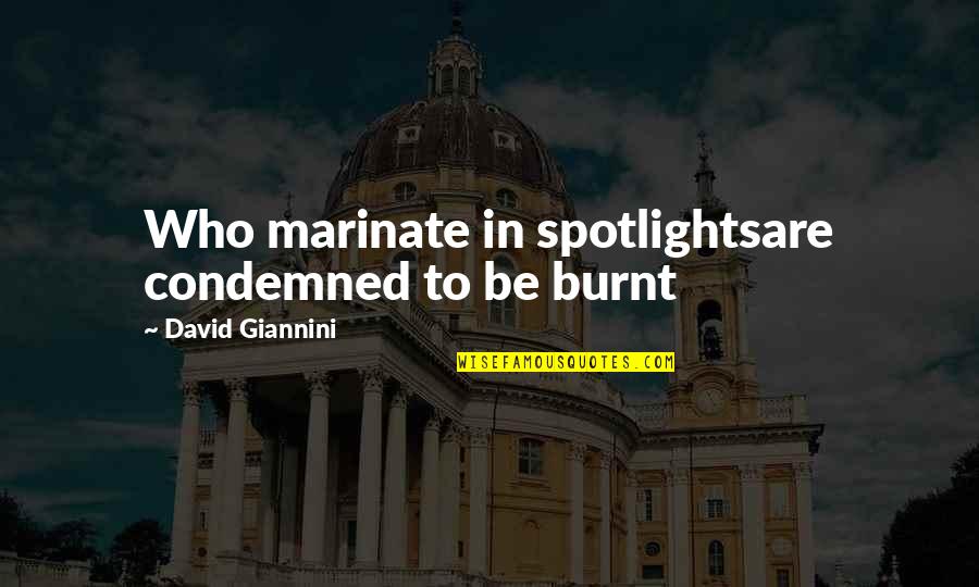 Funny 50 Quotes By David Giannini: Who marinate in spotlightsare condemned to be burnt