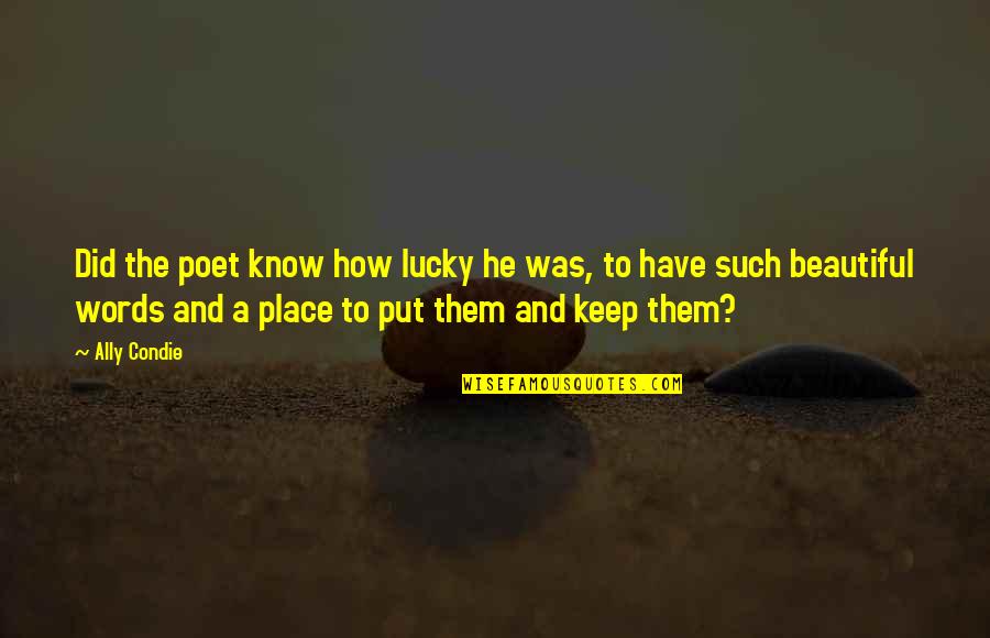 Funny Academics Quotes By Ally Condie: Did the poet know how lucky he was,