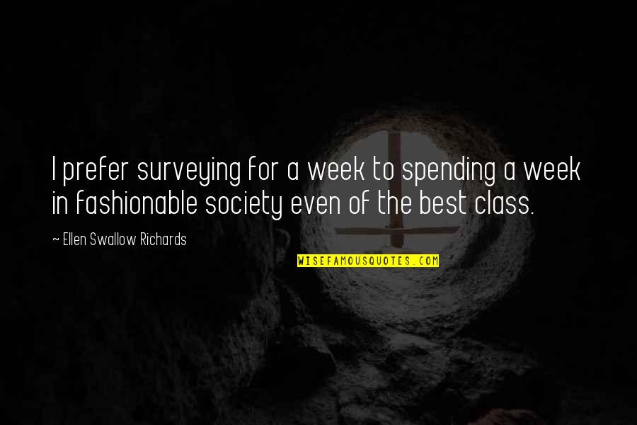 Funny Ageing Quotes By Ellen Swallow Richards: I prefer surveying for a week to spending Funny Ageing Quotes By Ellen Swallow Richards: I prefer surveying for a week to spending